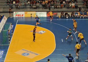 El área de meta de la cancha de Balonmano