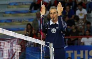 Signalling ball marking off volleyball rules