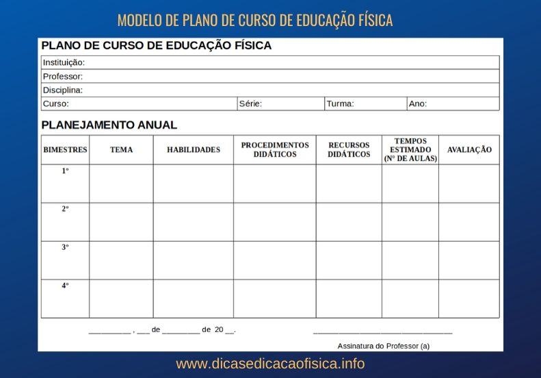 Modelo de Plano de Curso de Educação Física