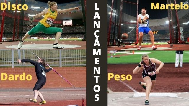 Provas de lançamento no Atletismo: Disco, Martelo, Dardo e Peso