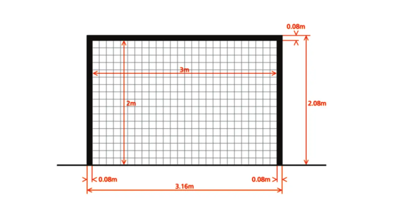 Qual tamanho da trave de Futsal